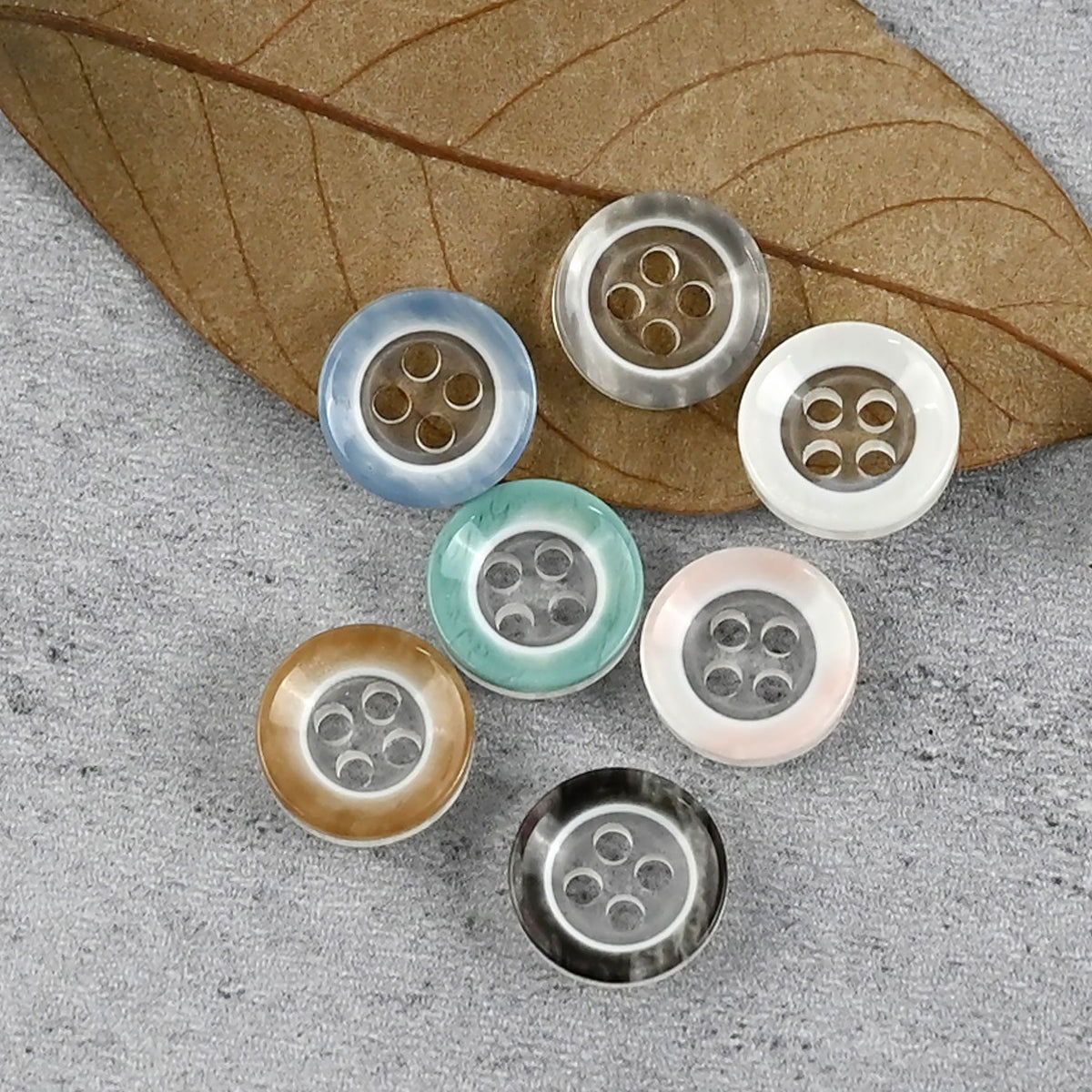 Bunli - DIY 10 Pack Clear Tint Round Four-Hole Button
