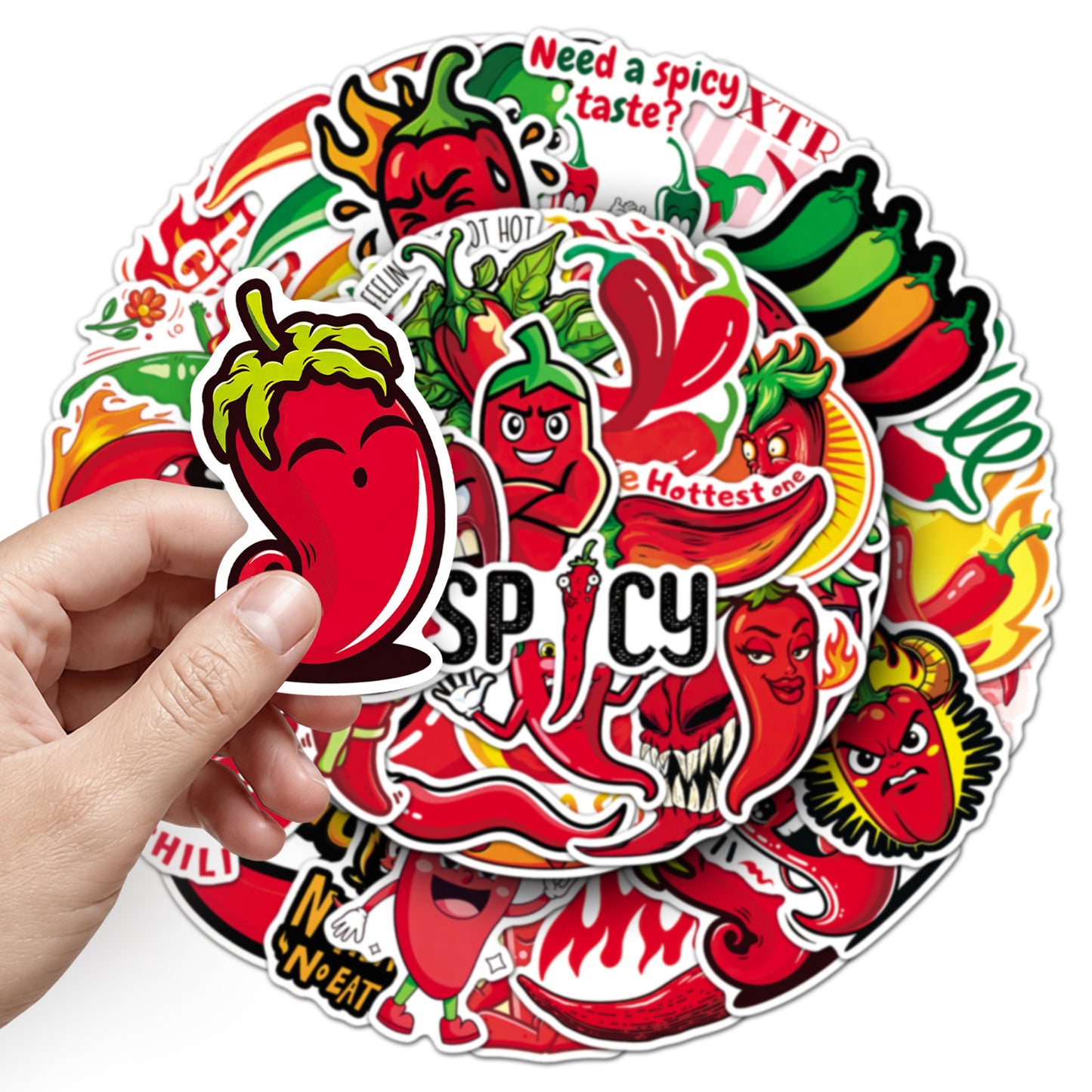 50张辣椒chilli贴纸蔬菜表情包创意跨境热销防水文具头盔电脑贴画