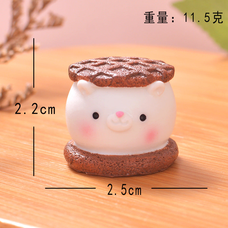 烘培动物树脂小摆件 卡通马卡龙夹心饼干DIY小配件微缩场景摆件