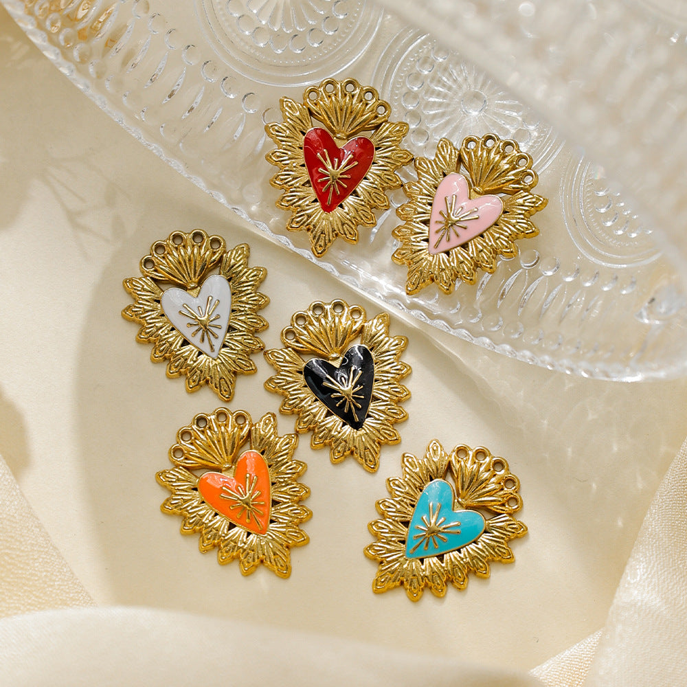 Elvane - Gold-Tone Heart-Center Pendant Only
