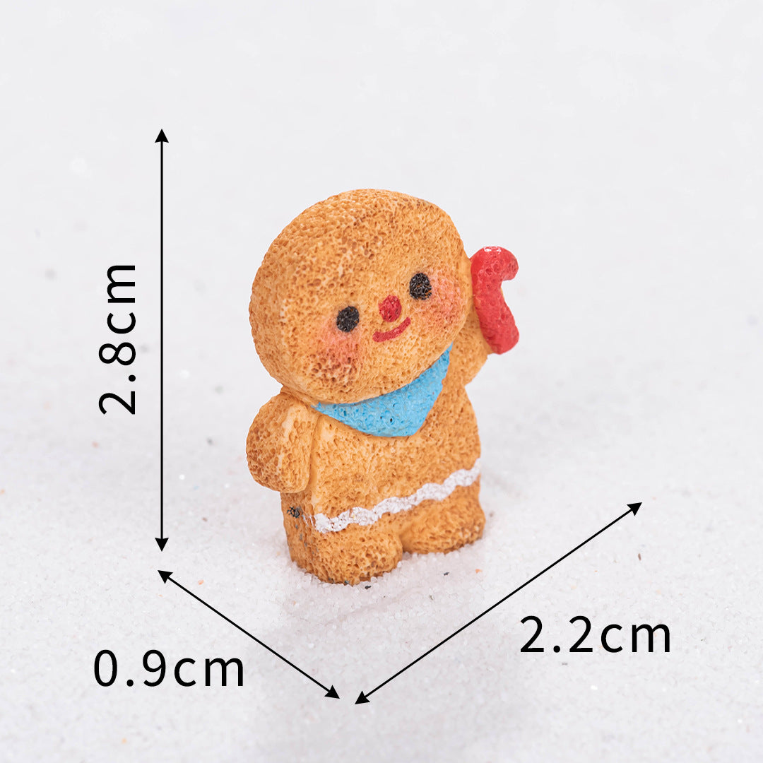 微景观创意可爱圣诞姜饼人娃娃屋雪景 diy树脂工艺品迷你车载摆件