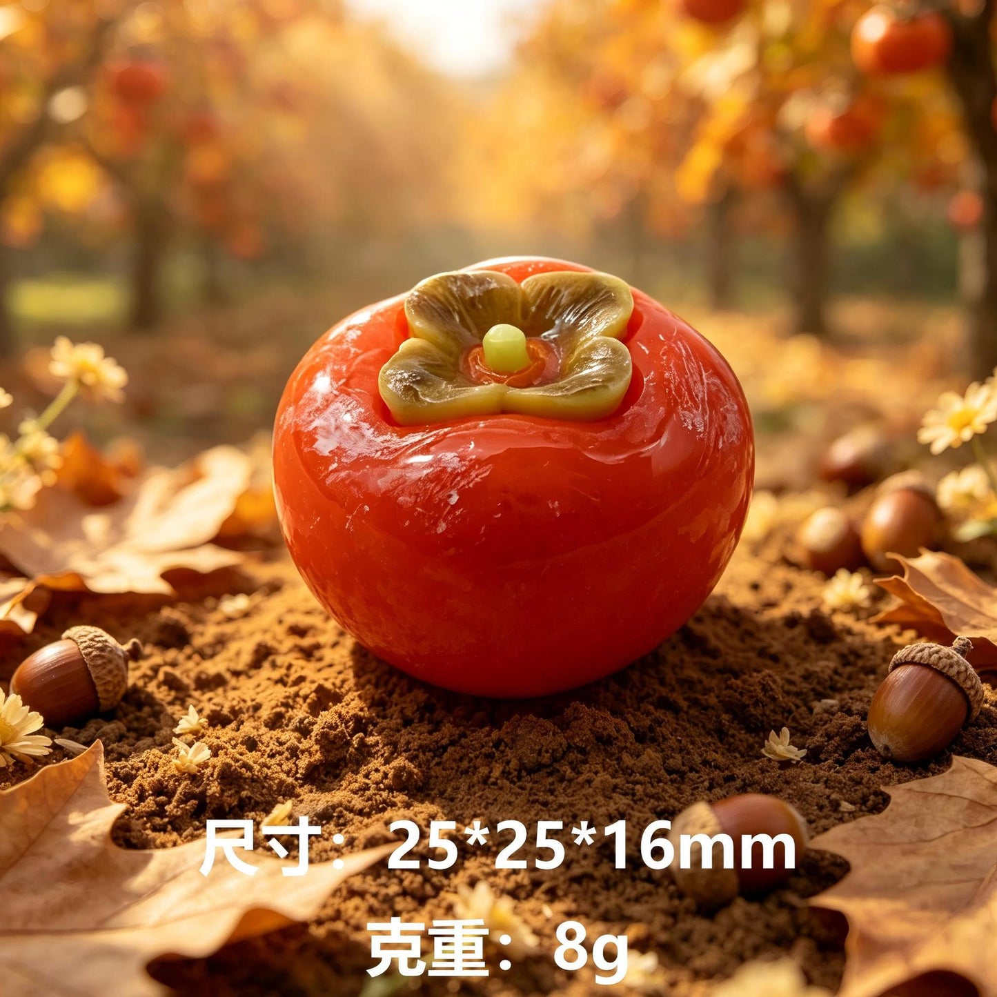 仿真糖霜柿子树脂微缩食玩摆件DIY钥匙扣挂件发卡贴片配件材料