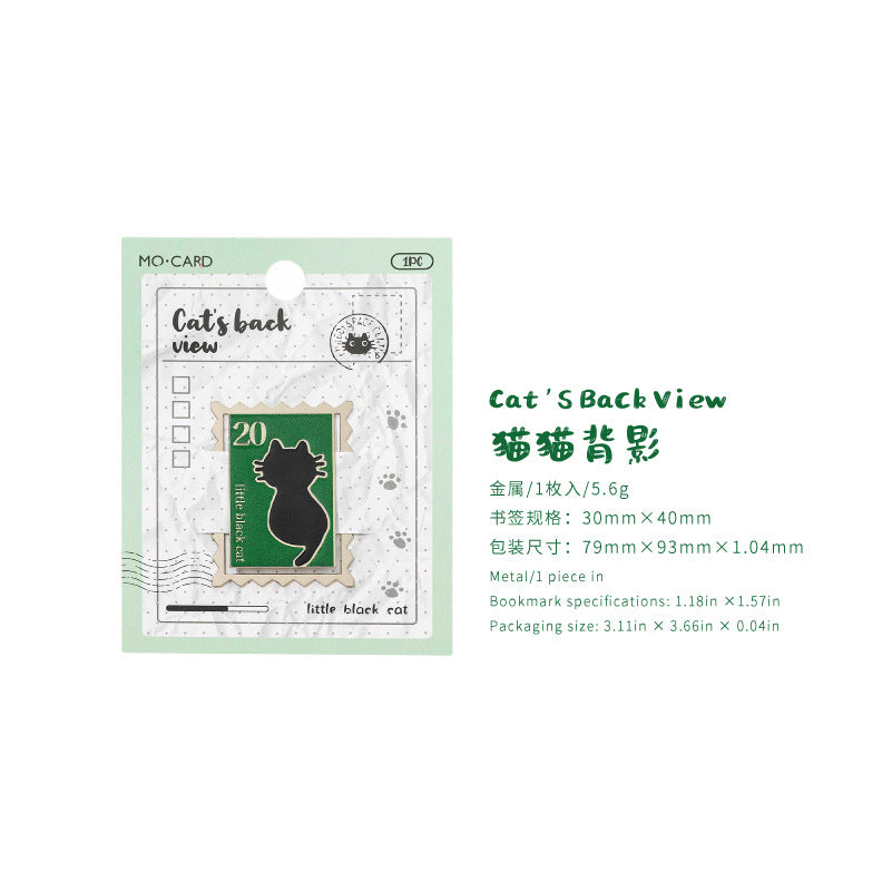 Novellea - Cat-Illustration Stamp-Border Bookmark Clip