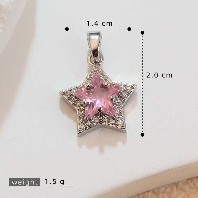 跨境18k包金微镶锆石配件星星五星简约吊坠diy项链耳饰挂件材料