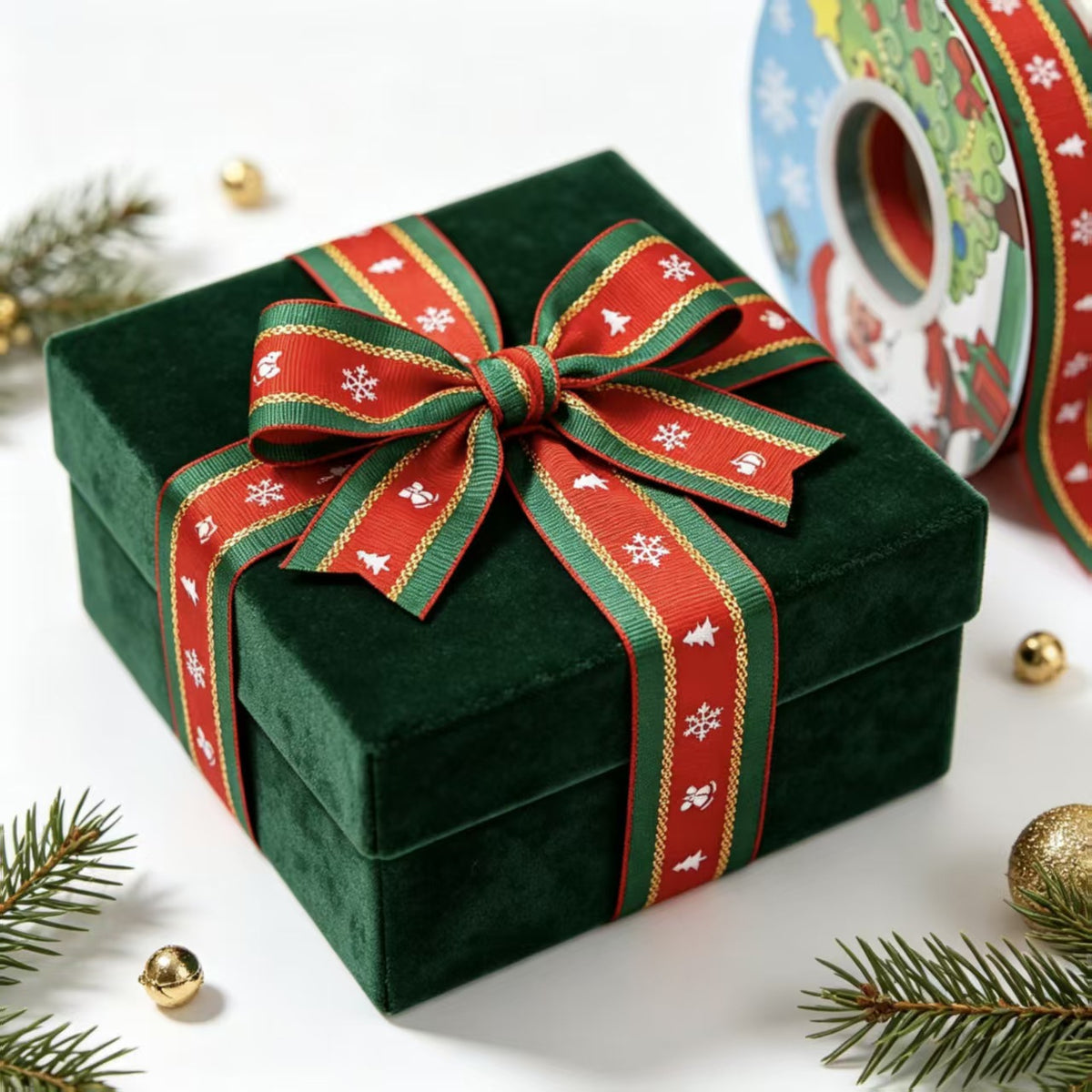 Rivora - Striped Christmas Print Ribbon