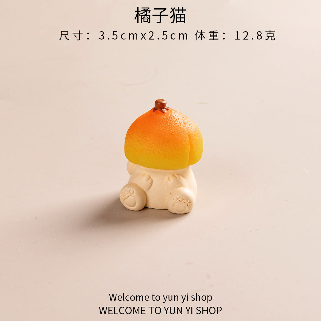 创意可爱水果帽子动物微景观盲盒装饰品配件办公室桌面迷你小摆件