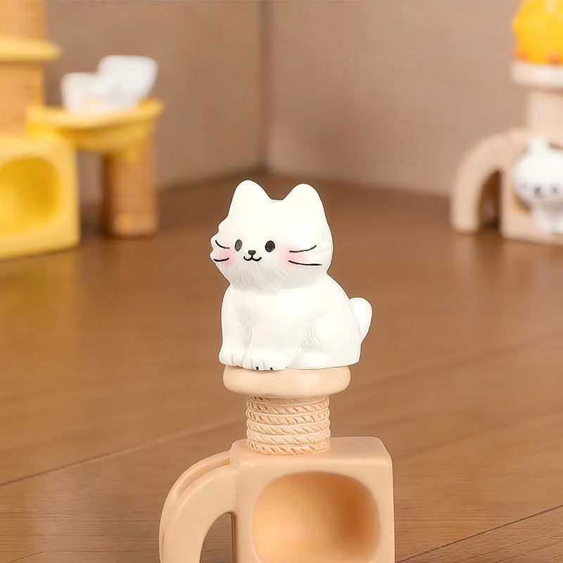 创意微景观树脂工艺品卡通可爱小猫 仿真动物水晶球配件