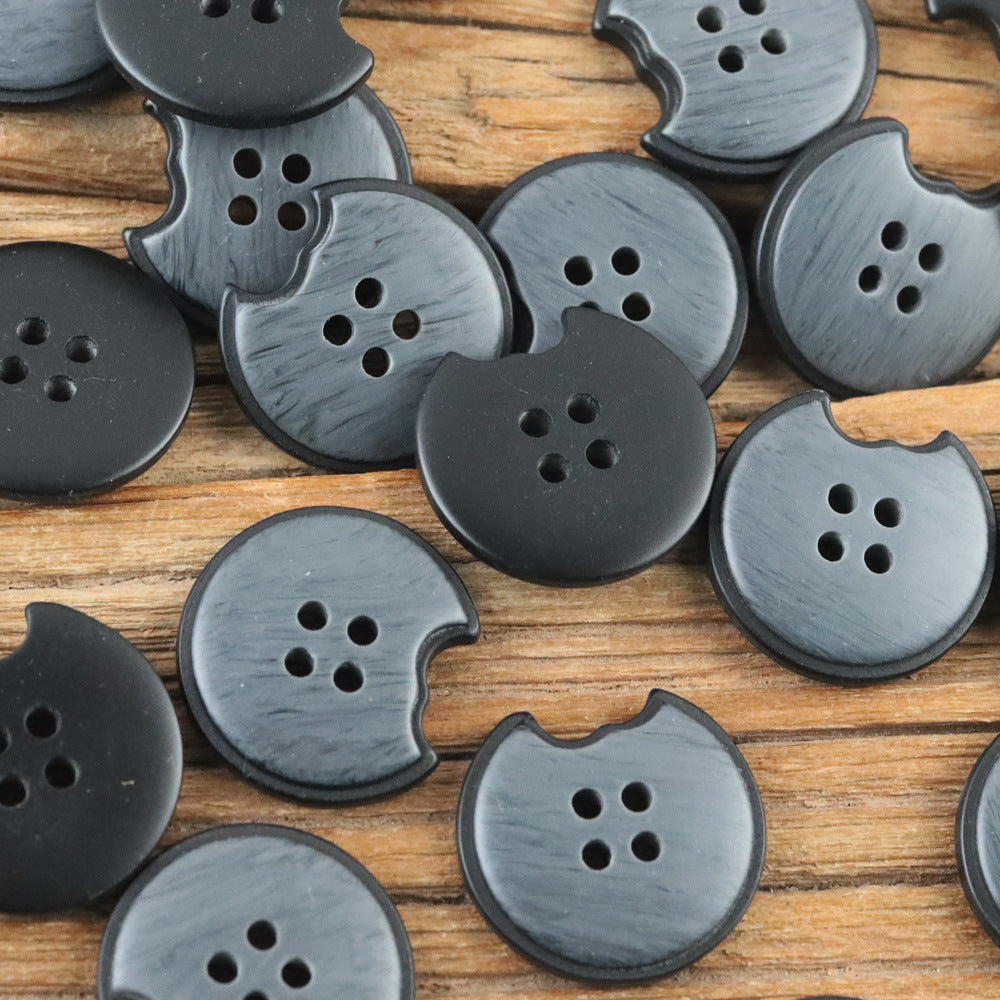 Bunli - DIY 10 Pack Notched Plain-Back Round Button
