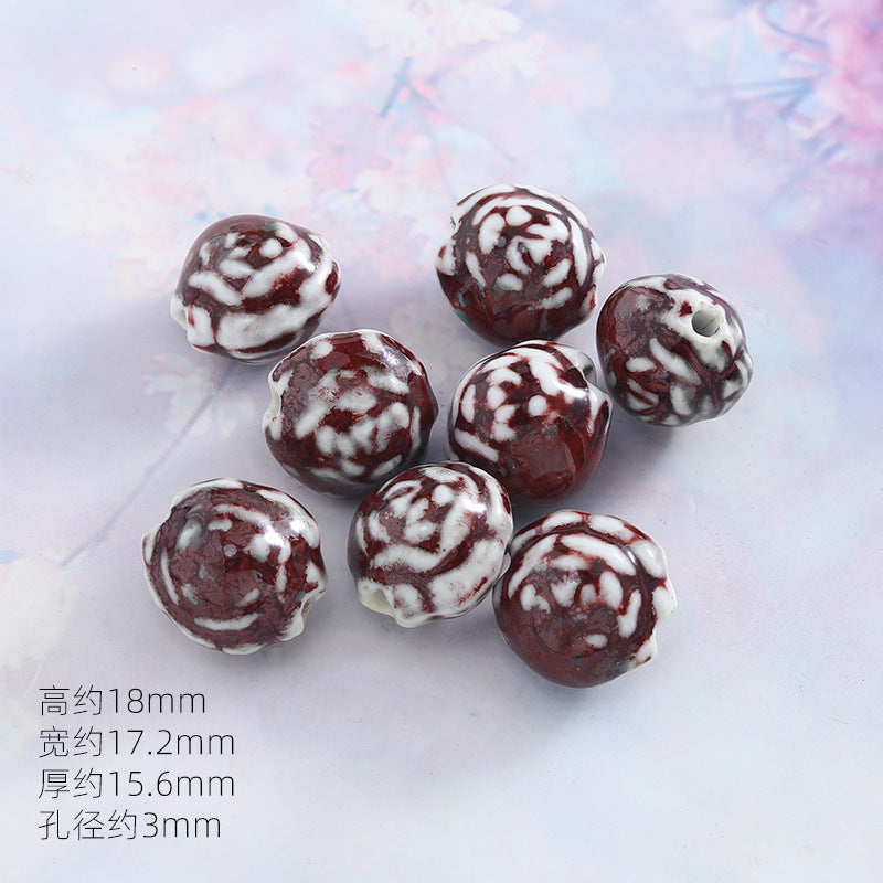 景德镇窑变陶瓷珠diy饰品配件贵妃醉瓷珠手串配件陶瓷珠子散批