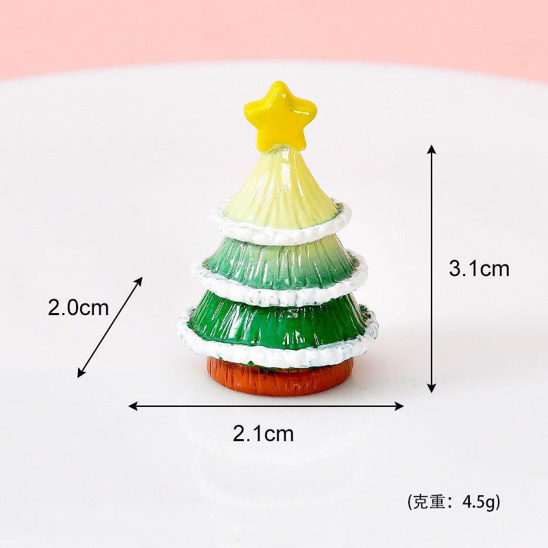 新品跨境微景观创意圣诞树摆件 diy手工桌面造景卡通树脂工艺品