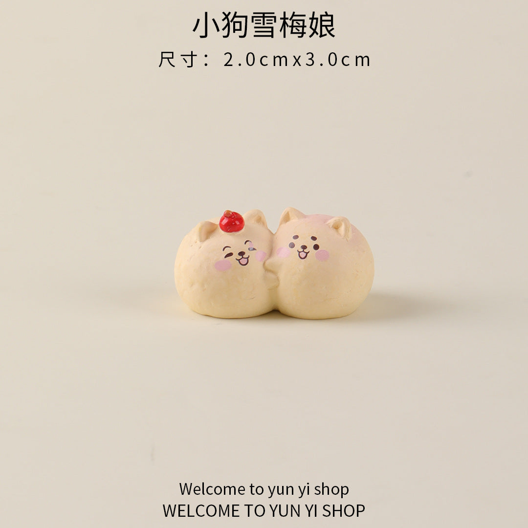 微景观创意摆件可爱卡通面包小狗 树脂装饰品配件 车载桌面小摆件