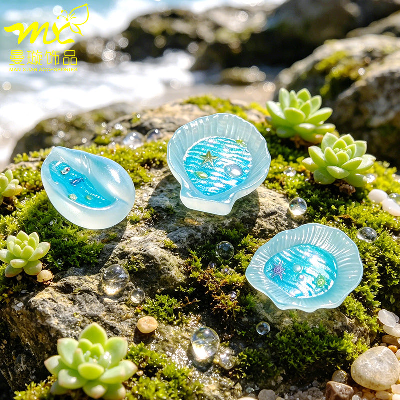跨境新品创意海洋贝壳水族馆苔藓造景 diy装饰品微景观桌面小摆件