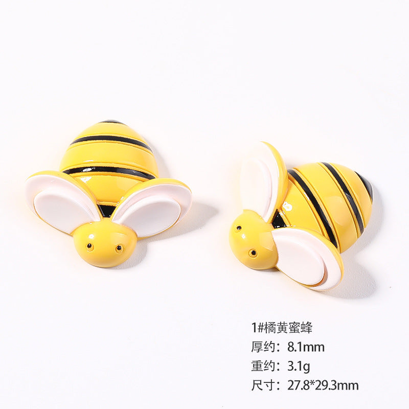 树脂配件卡通蜜蜂 头饰diy饰品配件 儿童发夹奶油滴胶手机壳贴片