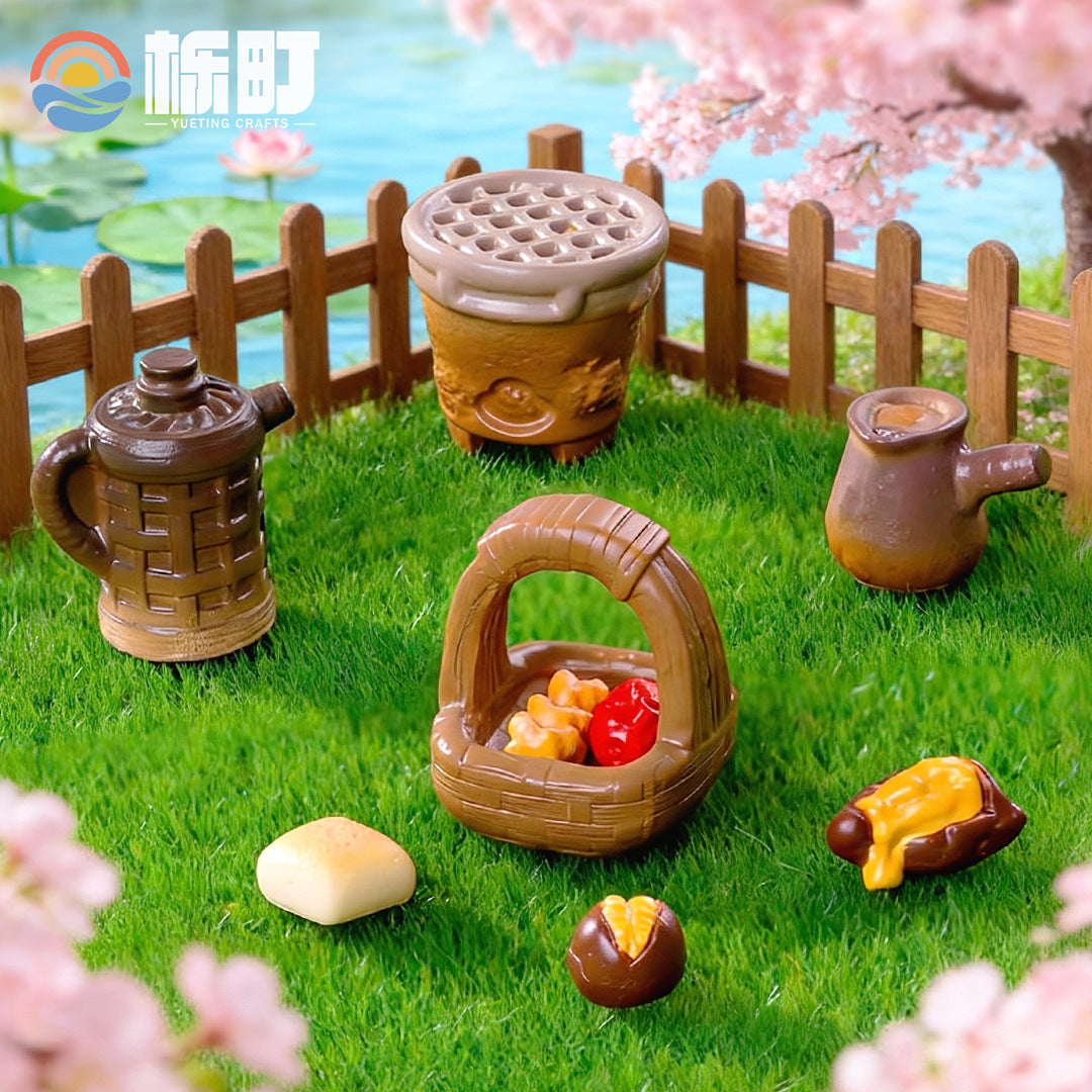 微景观冬季围炉煮茶摆件 创意diy娃娃屋家居装饰微缩造景桌面摆件