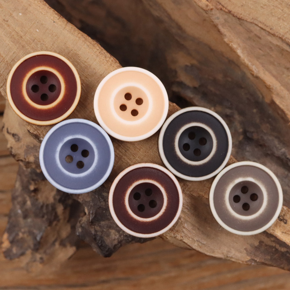 Bunli - DIY 10 Pack Washed Contrast-Ring Round Button