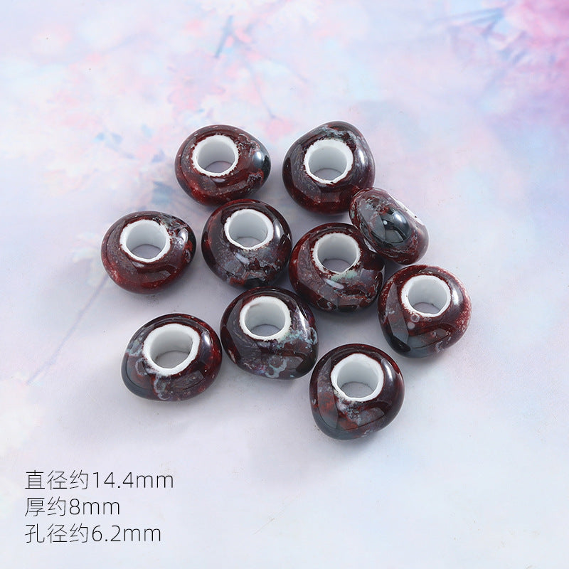 景德镇窑变陶瓷珠diy饰品配件贵妃醉瓷珠手串配件陶瓷珠子散批