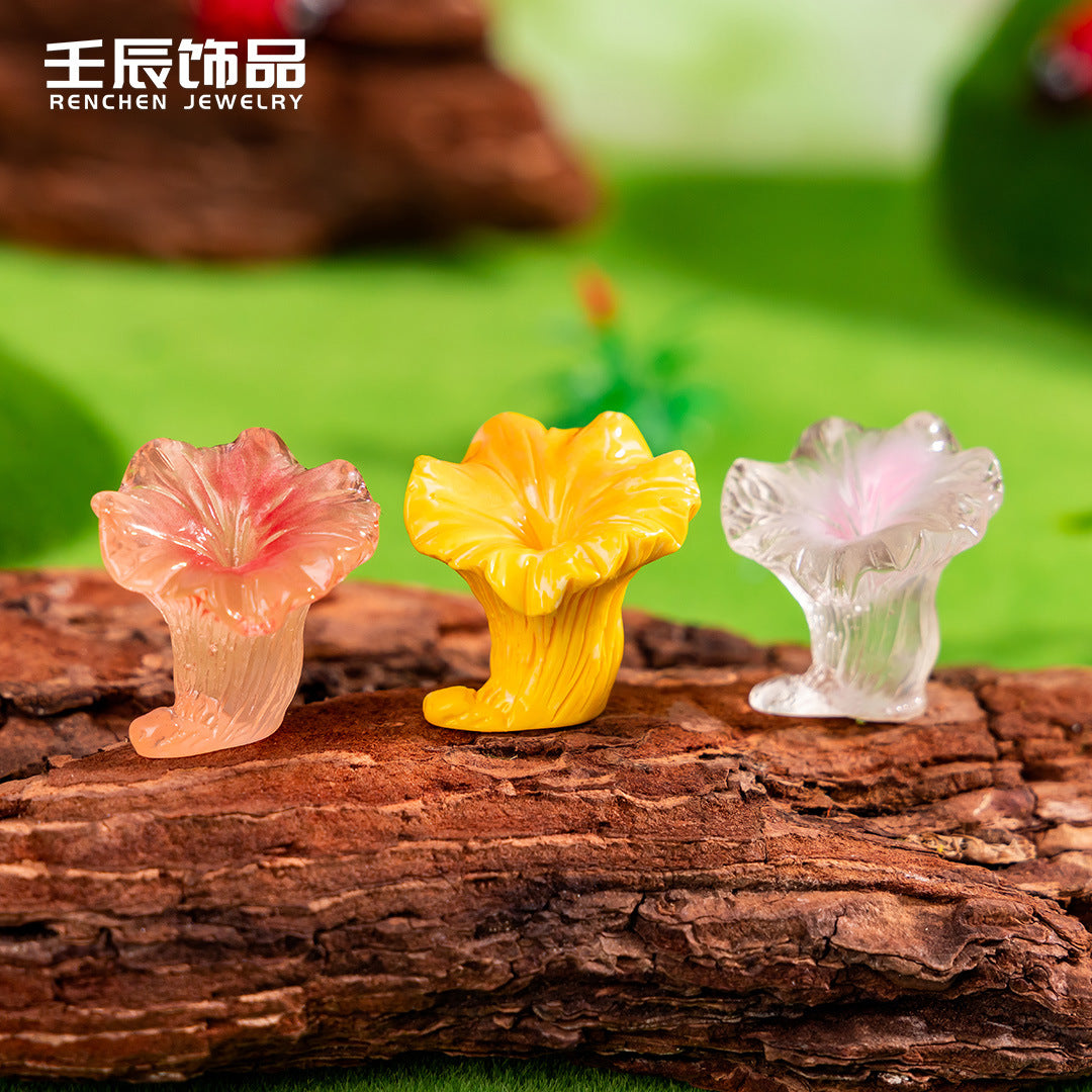 创意滴油苔藓微景观彩色蘑菇丛diy树脂小配件多肉造景夜光小摆件