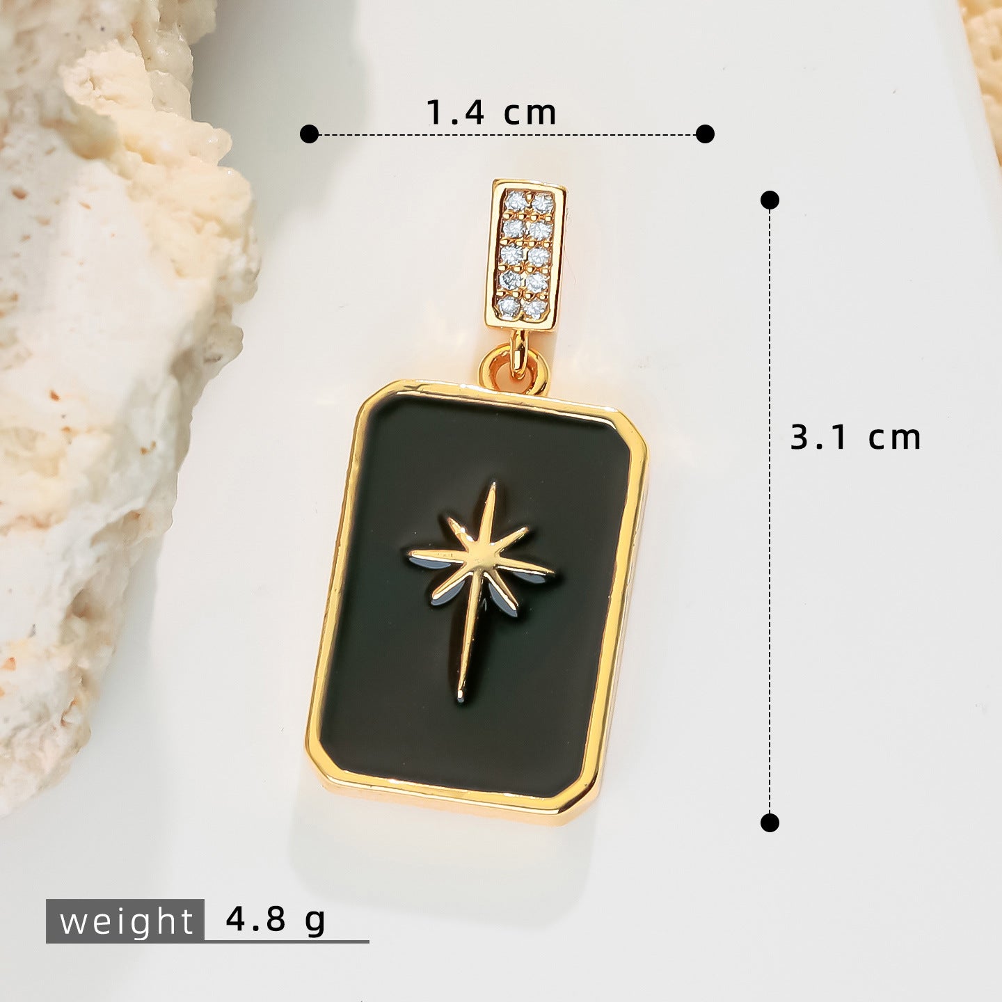 欧美跨境八芒星盾牌项链吊坠女个性百搭耳环挂件黑色滴油饰品配件