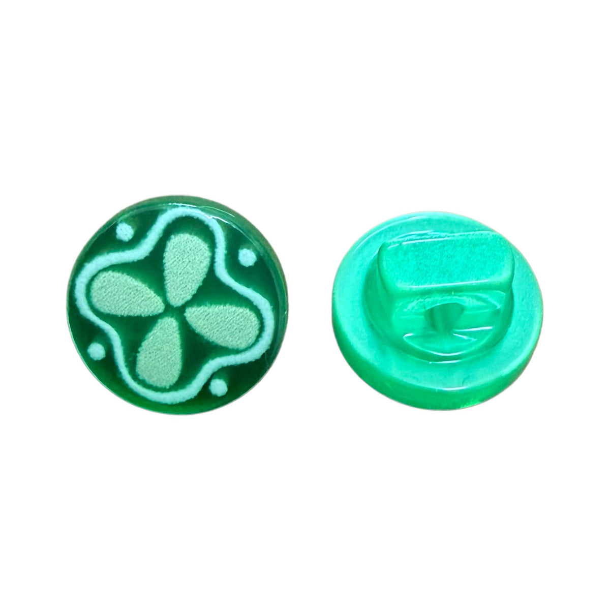 Bunli - DIY 10 Pack Green Floral-Motif Round Button