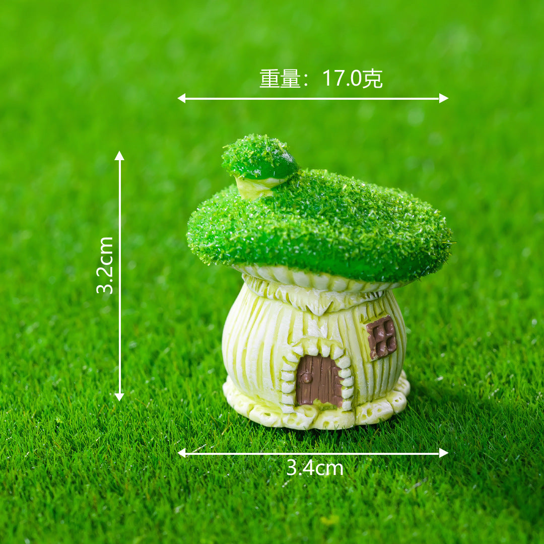 创意新品仿真蘑菇房子 树脂小摆件萌粒diy鱼缸造景装饰品桌面摆件