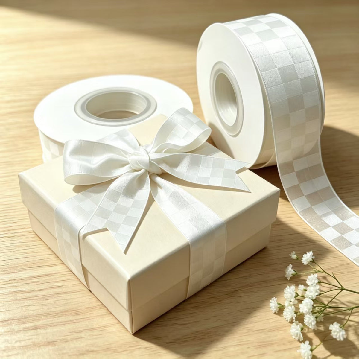 Rivora - White Plaid Decorative Ribbon