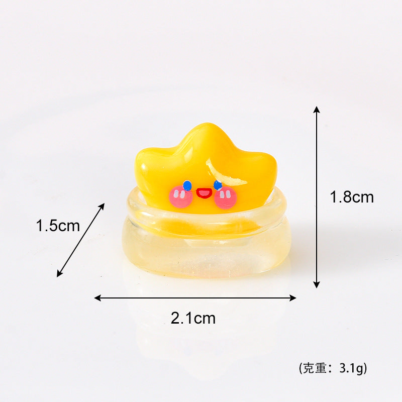 原创新品黄色星星树脂小配件diy奶油胶你萌粒车载桌面工艺品批发