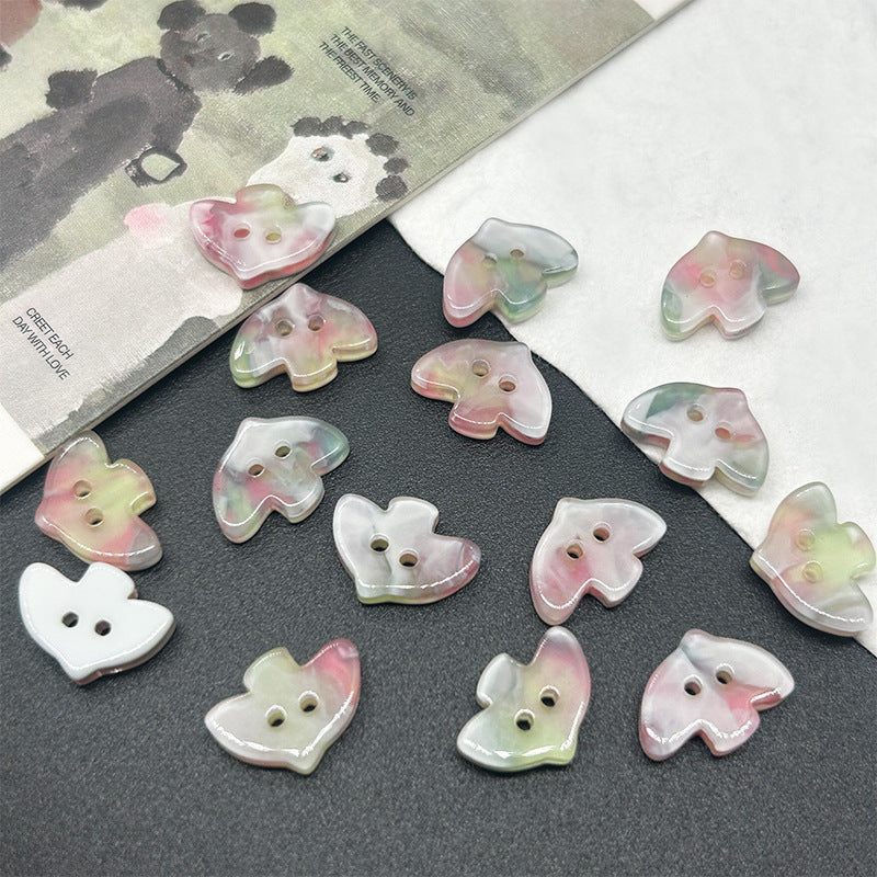 炫彩小鱼蝴蝶元宝云朵星星三角不规则两眼渐变色纽扣童装女装DIY
