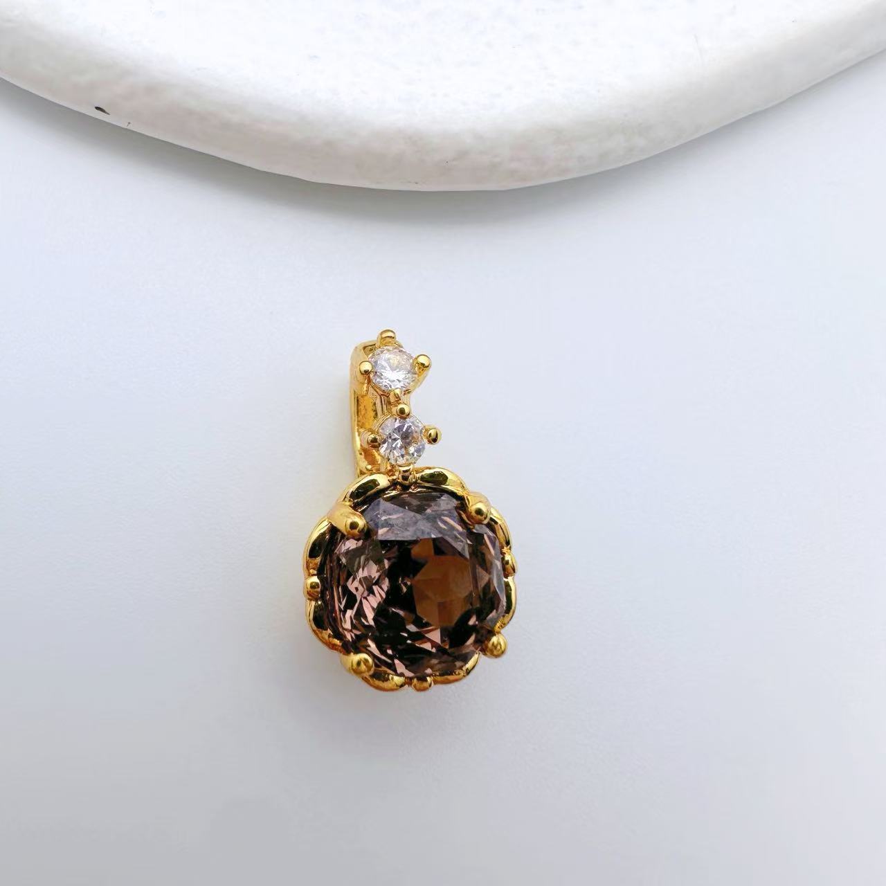 铜镀金雪落下玫瑰切锆石万能扣吊坠diy手工手链项链饰品配件