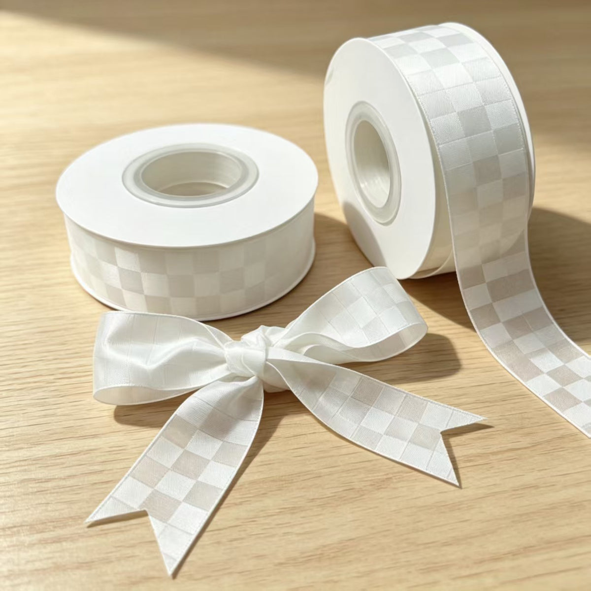 Rivora - White Plaid Decorative Ribbon