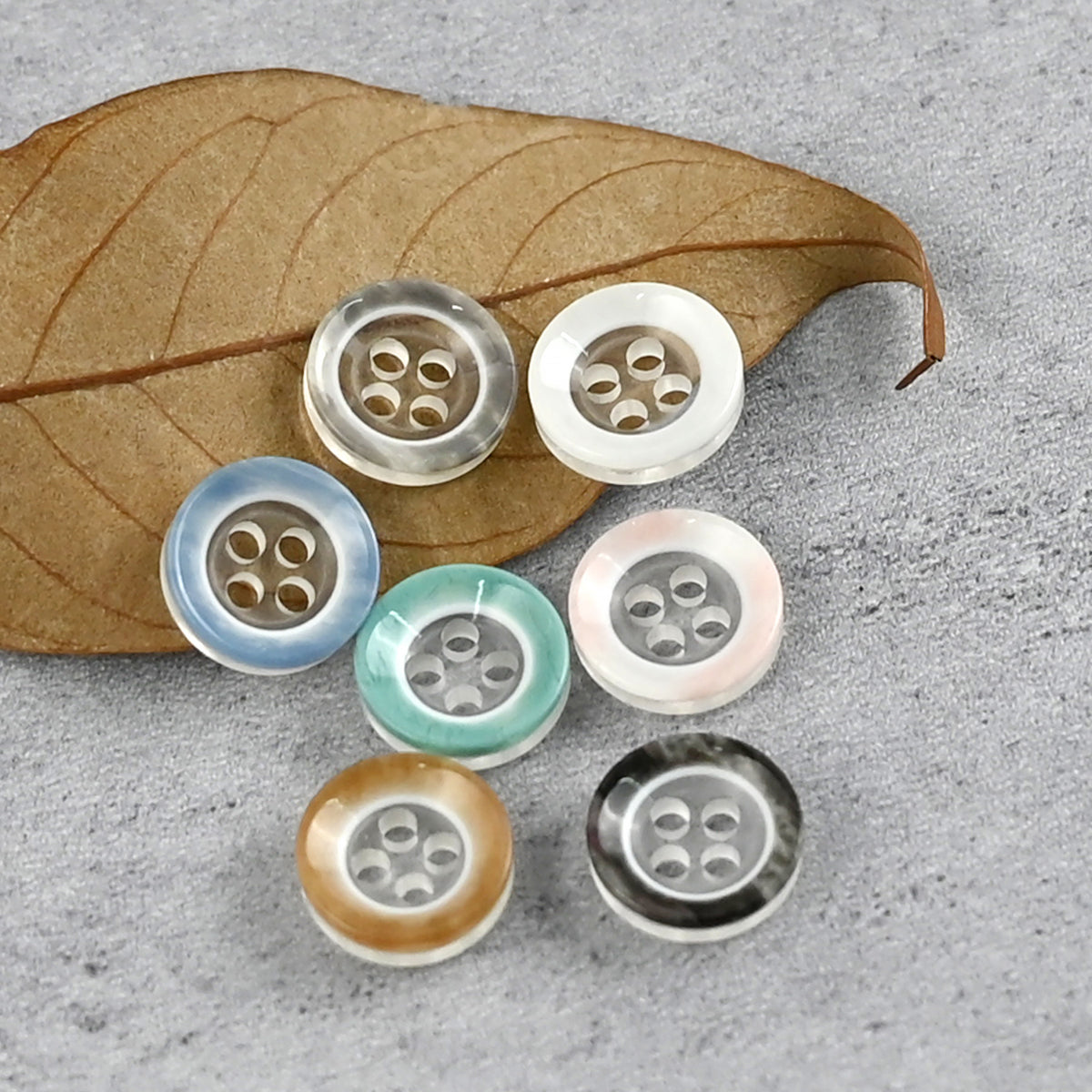 Bunli - DIY 10 Pack Clear Tint Round Four-Hole Button