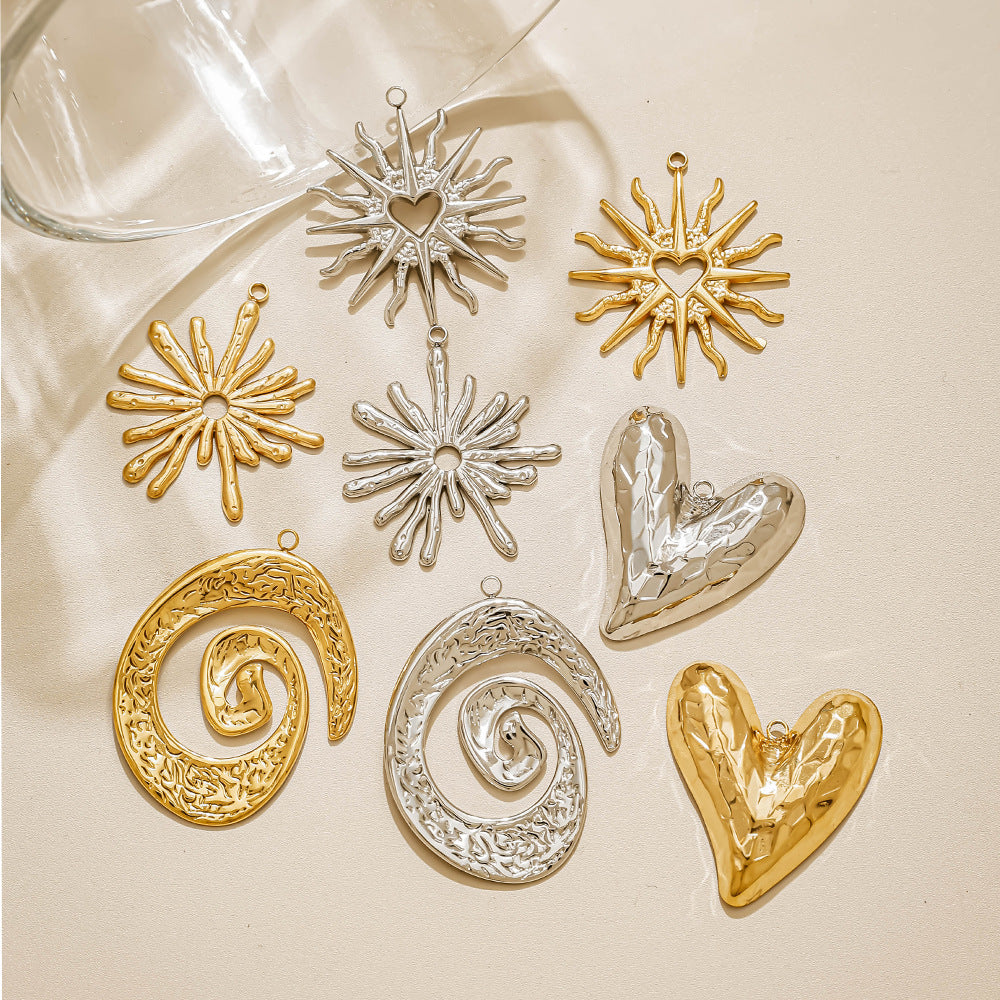 Elvane - Hammered Sunburst Heart Spiral Pendant Only