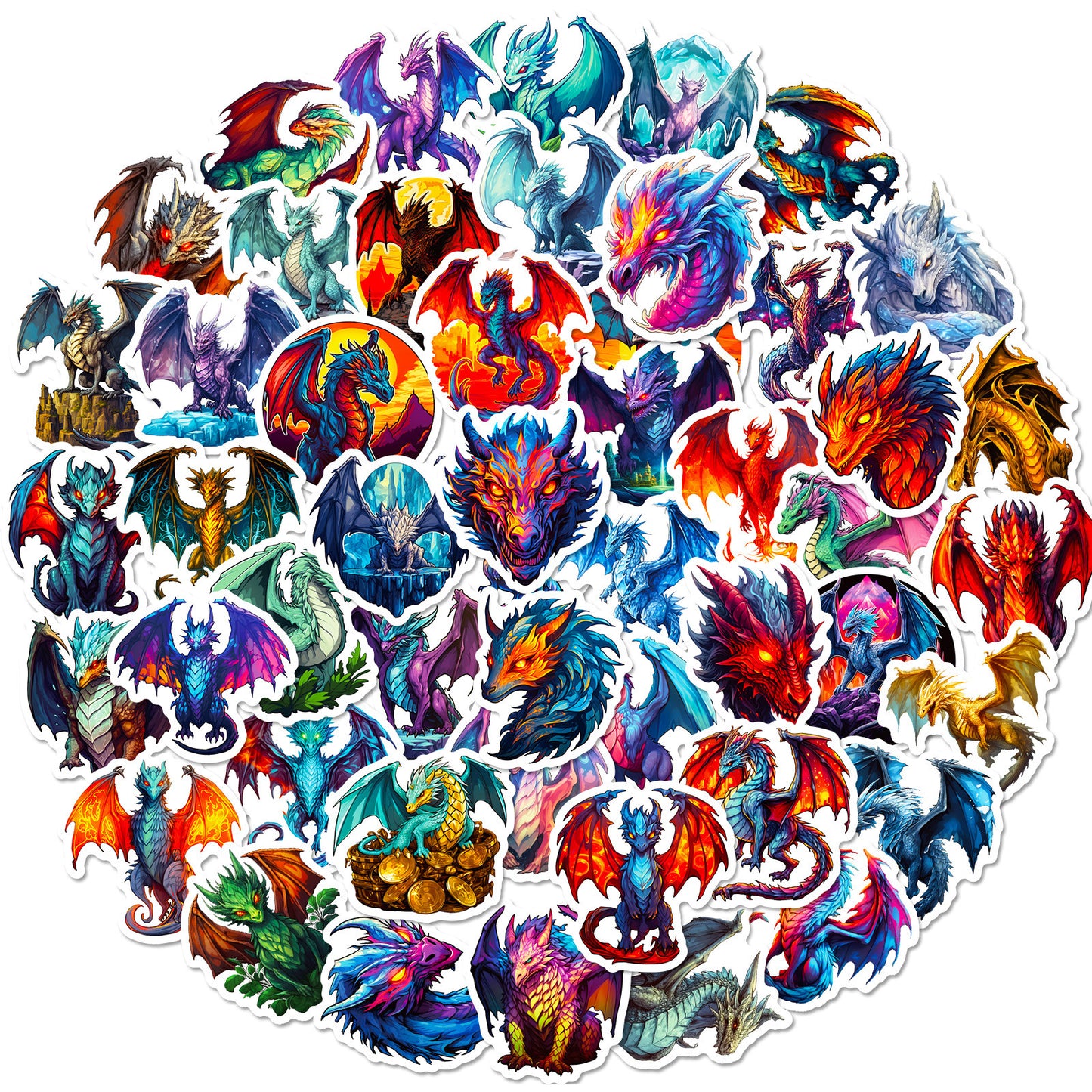50张火翼龙贴纸Wings of Fire火之翼龙贴纸diy笔记本涂鸦装饰贴画