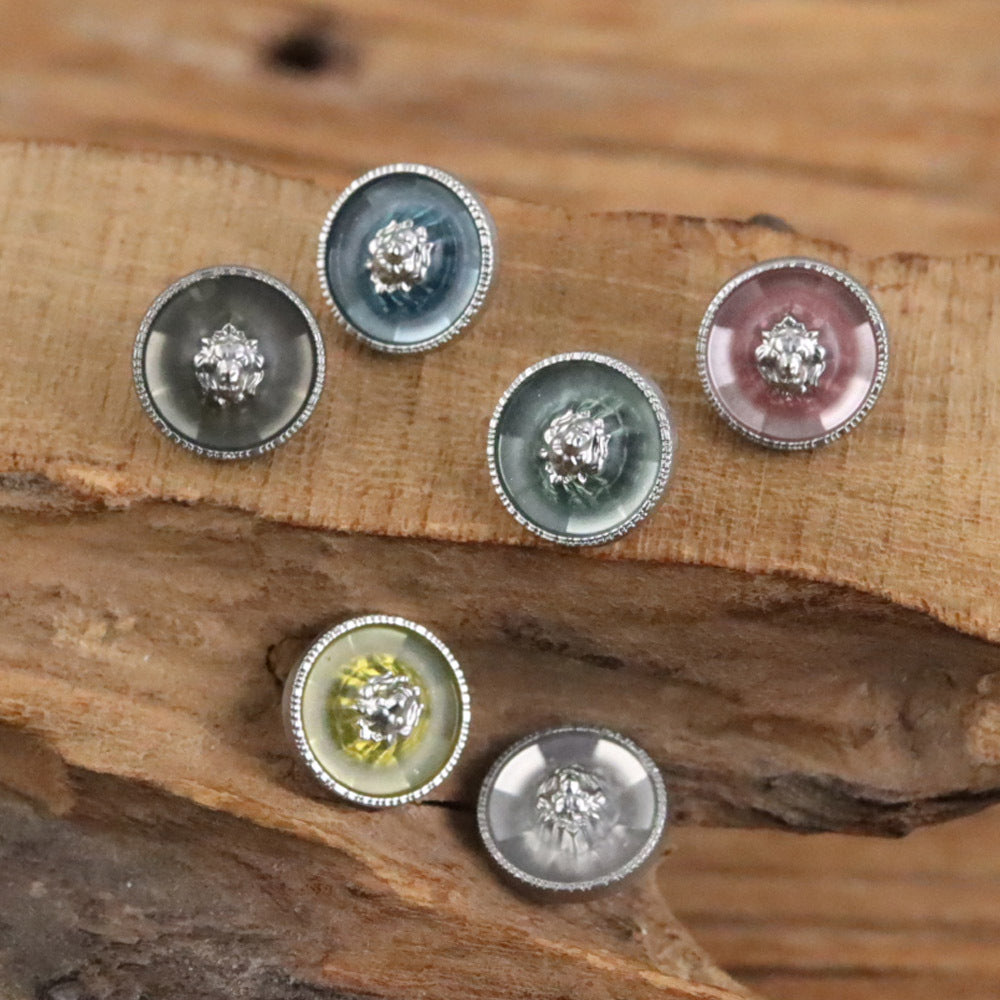Bunli - DIY 10 Pack Lion-Head Silver-Tone Rim Button