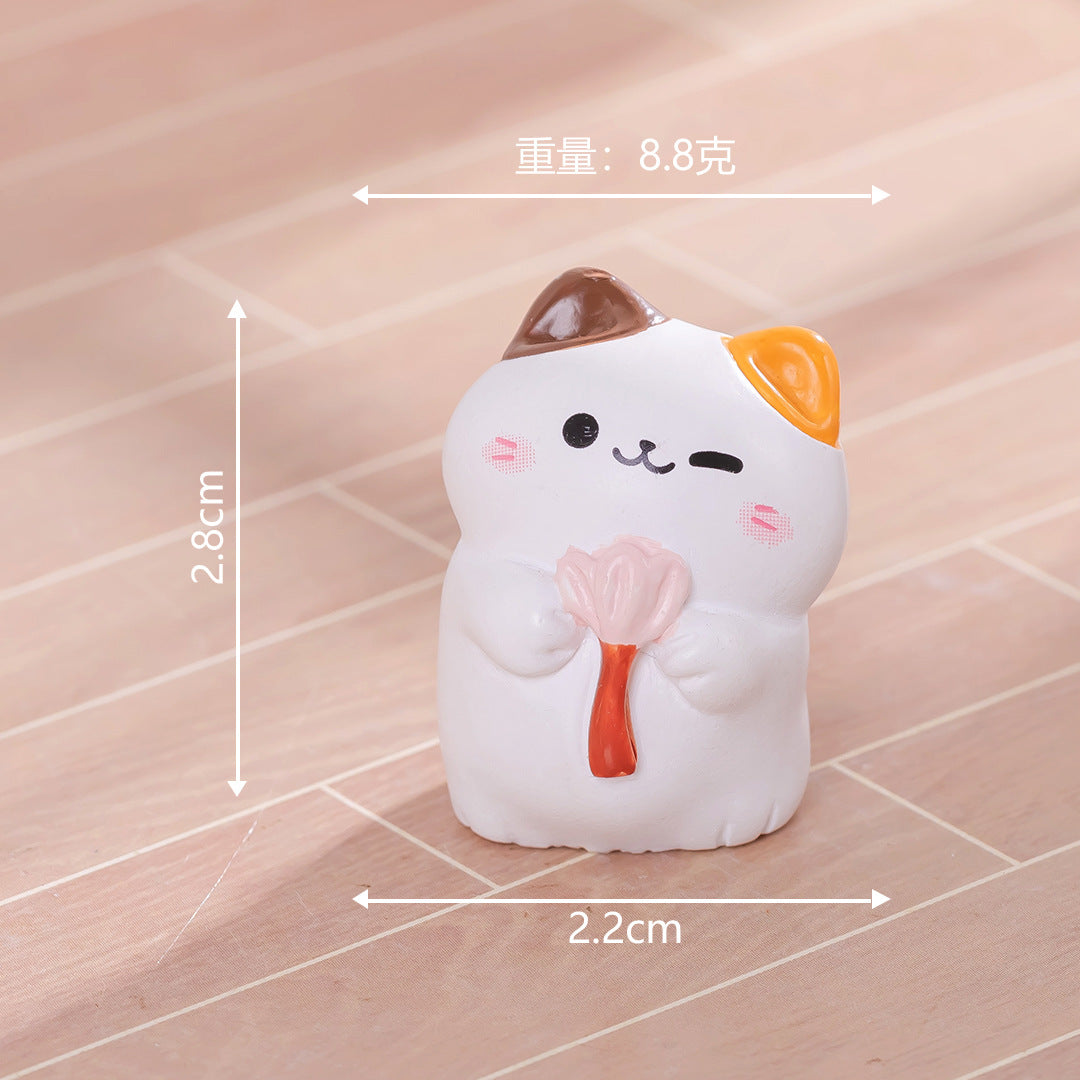 卡通萌喵伙伴微景观小猫 diy娃娃屋造景装饰品车载摆件桌面小摆件
