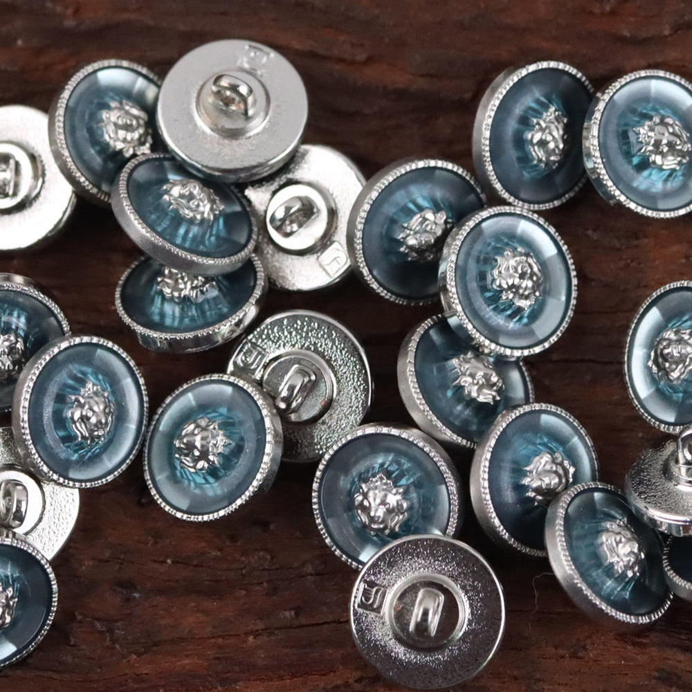 Bunli - DIY 10 Pack Lion-Head Silver-Tone Rim Button