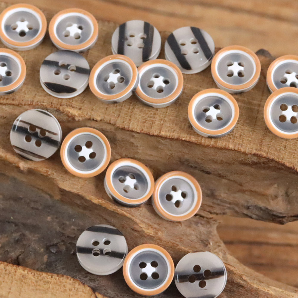 Bunli - DIY 10 Pack Clear Border Four Hole Button