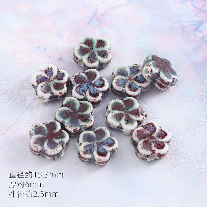 景德镇窑变陶瓷珠diy饰品配件贵妃醉瓷珠手串配件陶瓷珠子散批