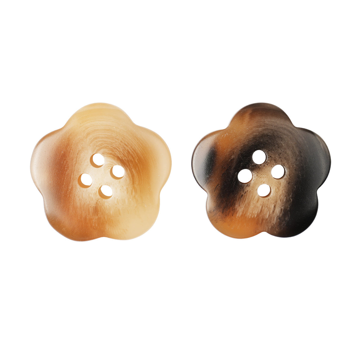 Bunli - DIY 10 Pack Brown and Cream Flower-Shaped Button