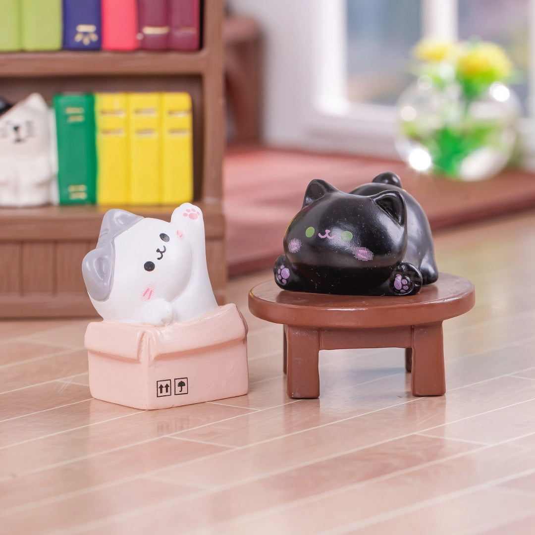 卡通萌喵伙伴微景观小猫 diy娃娃屋造景装饰品车载摆件桌面小摆件
