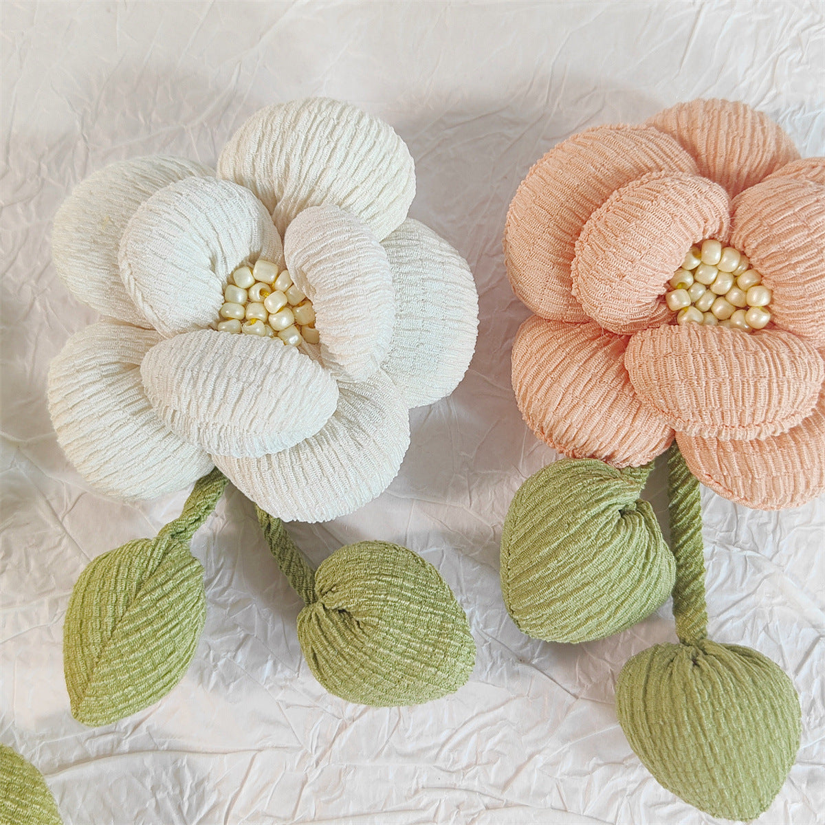 春夏布艺多层花朵山茶花玫瑰花充棉配件 diy胸针服饰包包挂件装饰