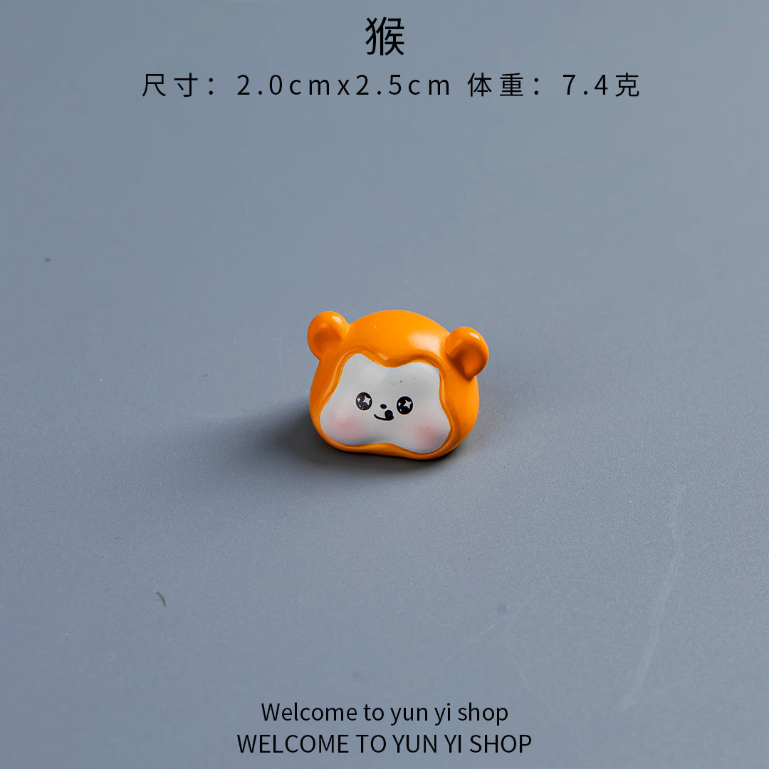 新款十二生肖彩色微景观树脂摆件鼠牛虎兔龙蛇马羊猴鸡狗猪工艺品