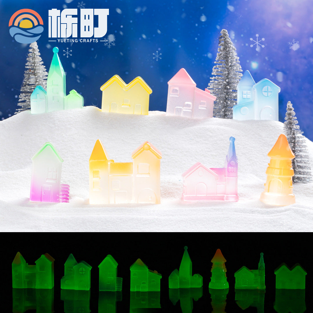创意装饰品童话夜光城堡微景观微缩场景配件梦幻月亮城堡树脂摆件