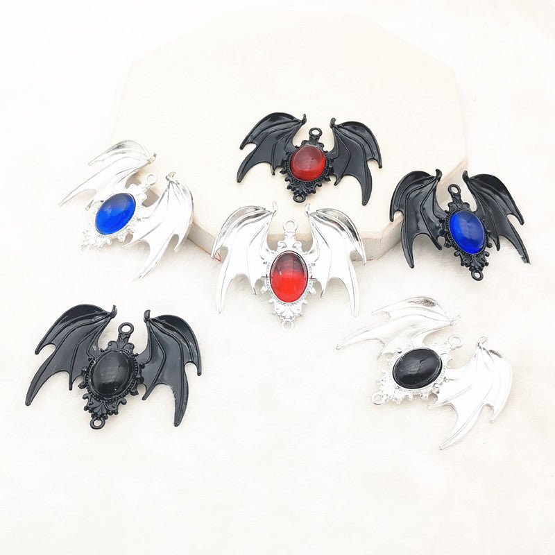 Elvane - Gothic Bat Wing Oval Accent Pendant Only