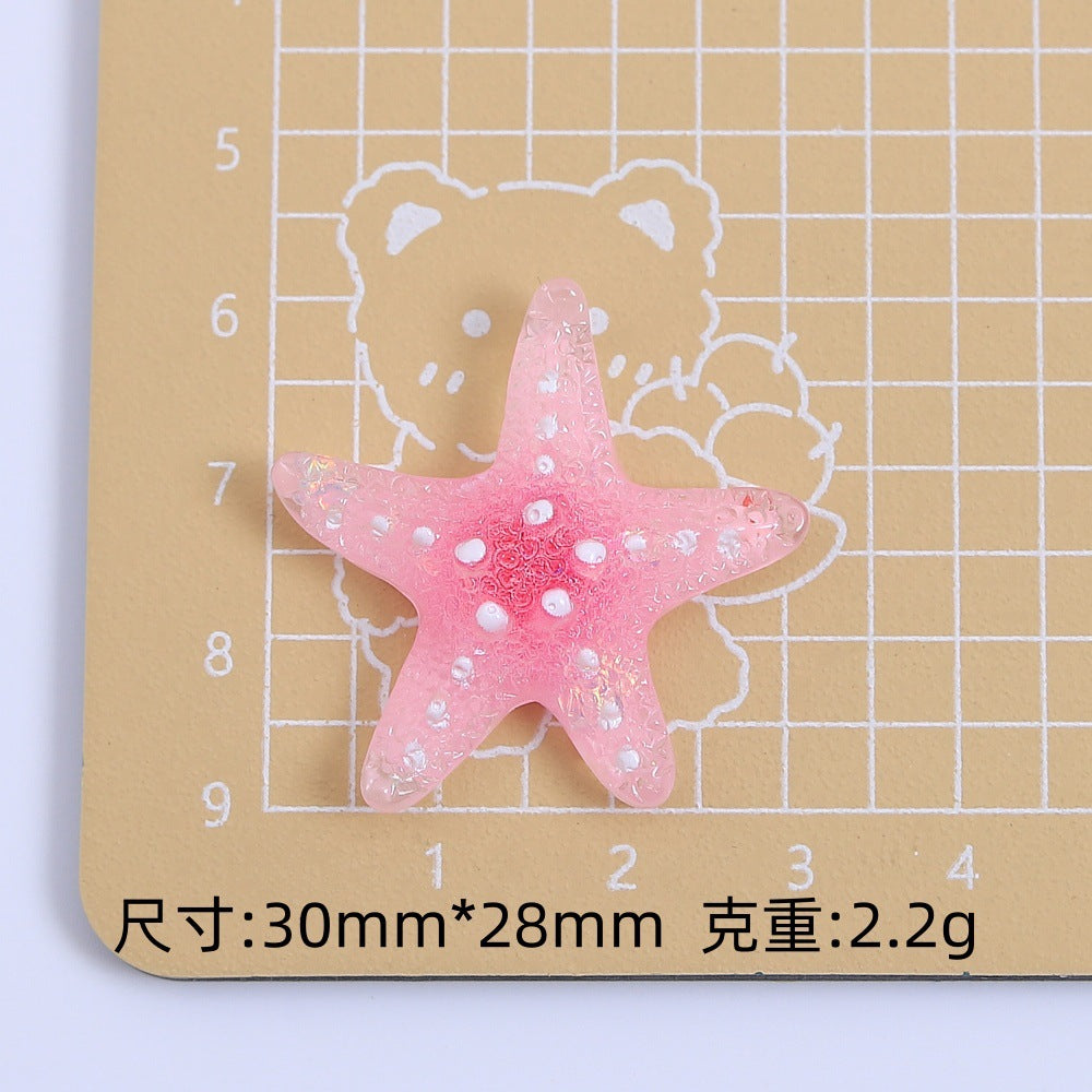 创意彩色冰透海星手工diy自制饰品配件奶油胶树脂小配件材料批发