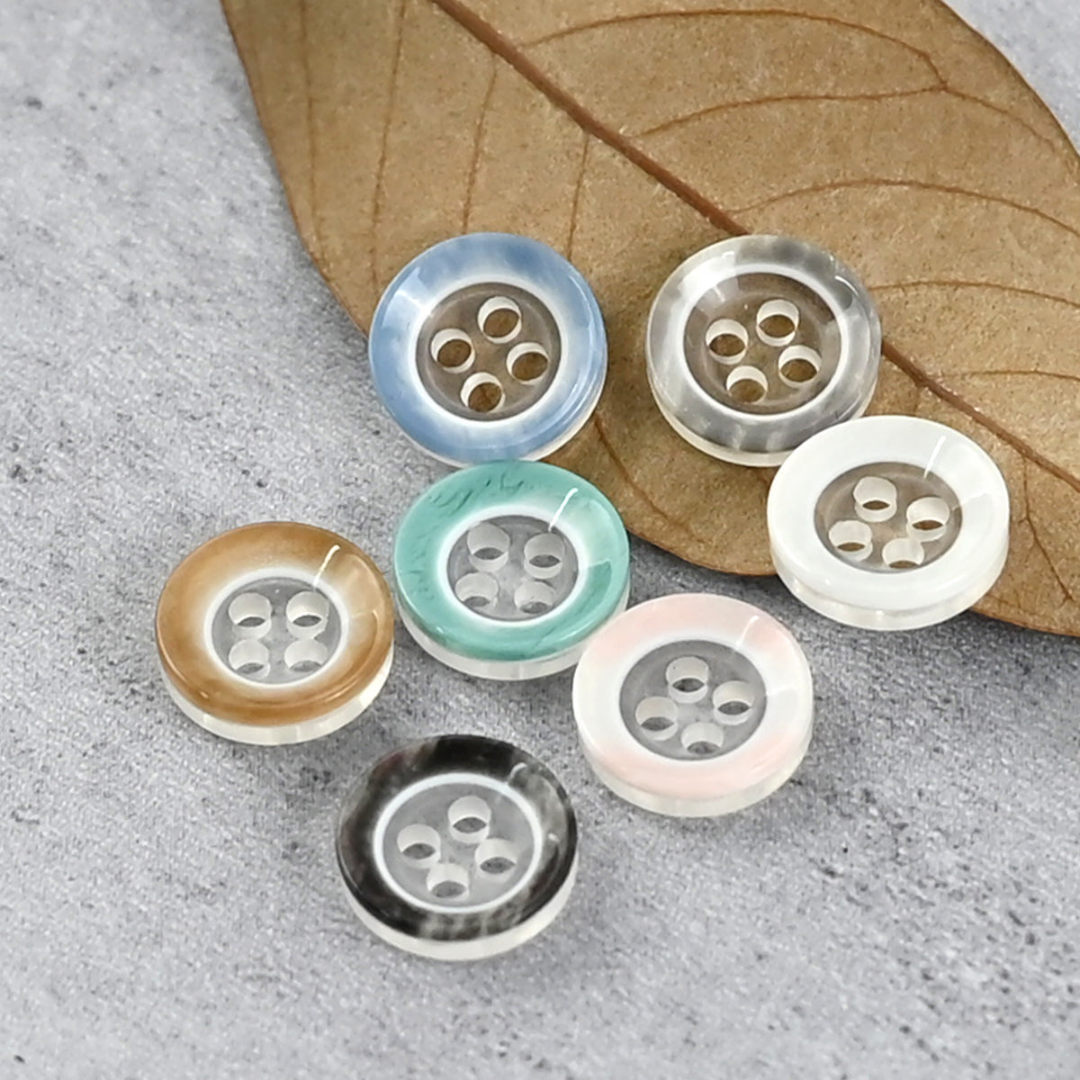 Bunli - DIY 10 Pack Clear Tint Round Four-Hole Button