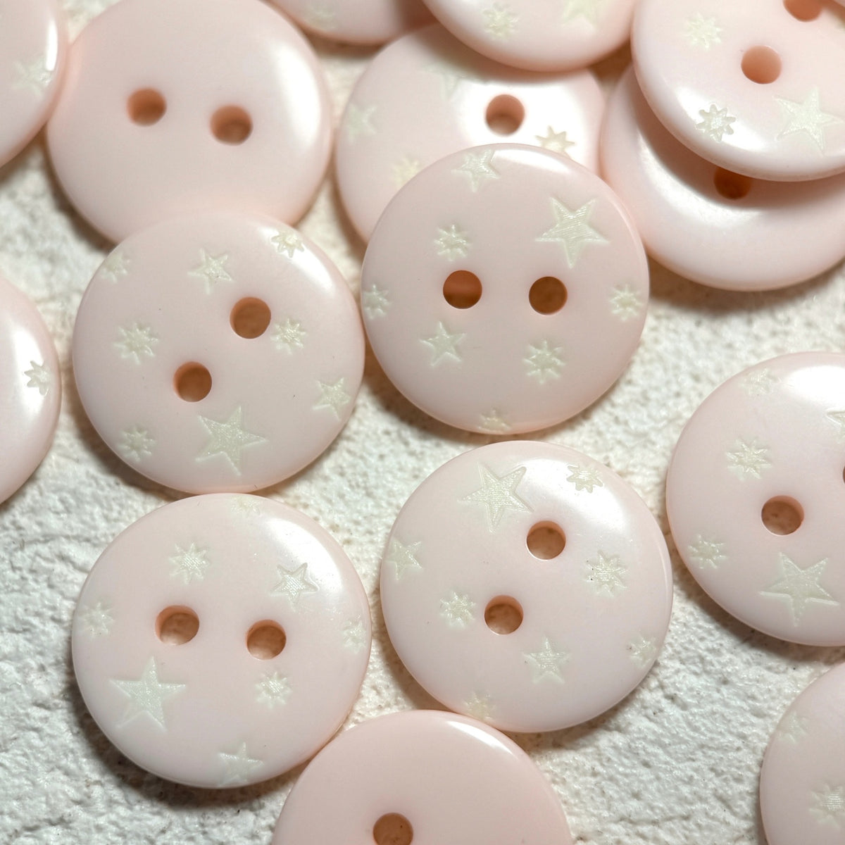 Bunli - DIY 10 Pack Pale-Pink Star-Motif Round Button