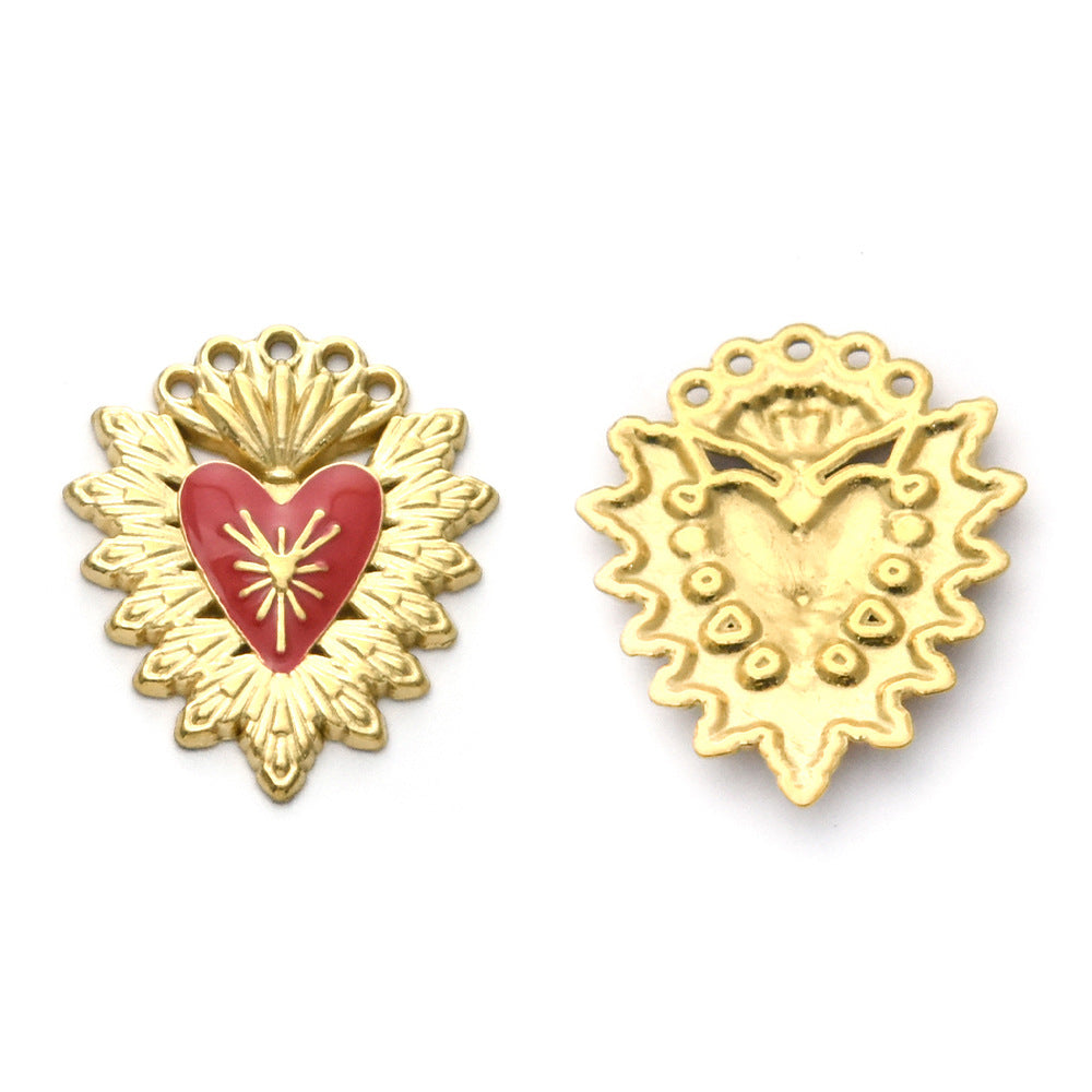 Elvane - Gold-Tone Heart-Center Pendant Only