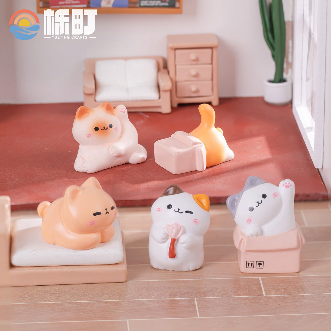 卡通萌喵伙伴微景观小猫 diy娃娃屋造景装饰品车载摆件桌面小摆件