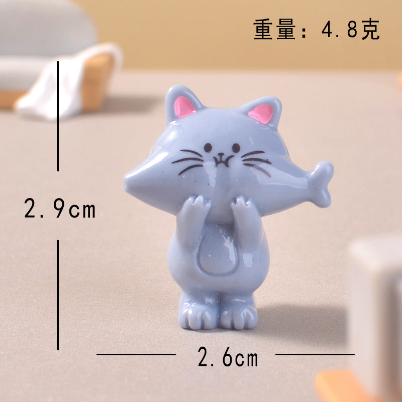 跨境卡通可爱偷吃小猫微景观桌面装饰小摆件 呆萌小猫DIY小配件