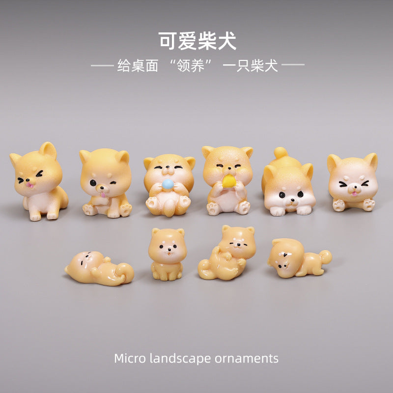 可爱柴犬小狗摆件微景观车载家居桌面树脂diy工艺装饰小万圣节